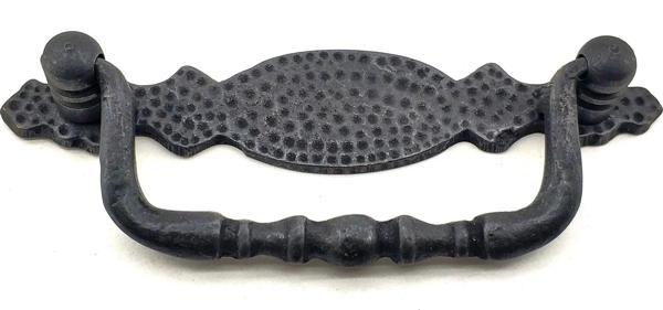 Antika Tarz Dekoratif Pirinç Dövme Sallantı Kapı Kulbu - 43x118 Mm, Oksit - Image 1
