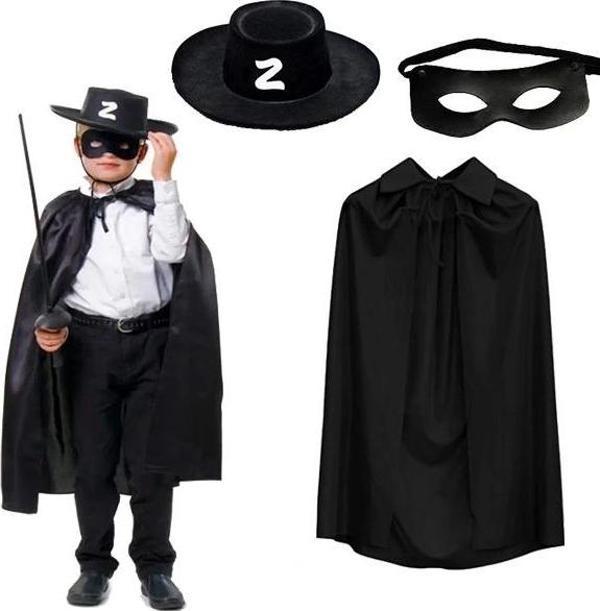 Zorro Pelerini Şapkası Ve Maske Seti Çocuk Boy - Image 1