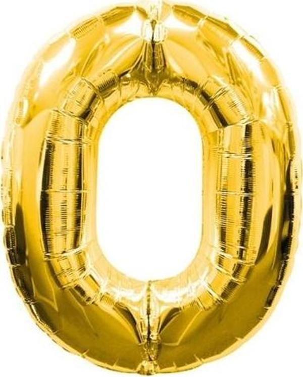 0 Rakamlı Folyo Balon Gold Renk  40 İnç - Image 1
