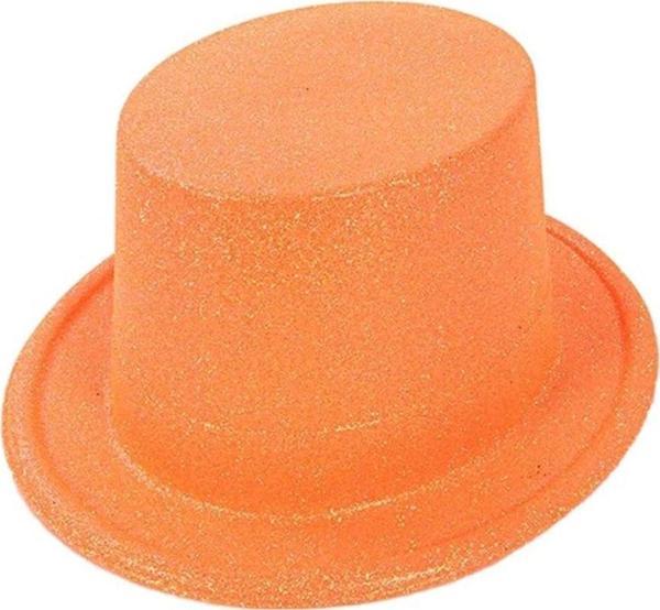 Floresan Turuncu Renk Simli Uzun Fötr Melon Şapka 12 Cm - Image 1