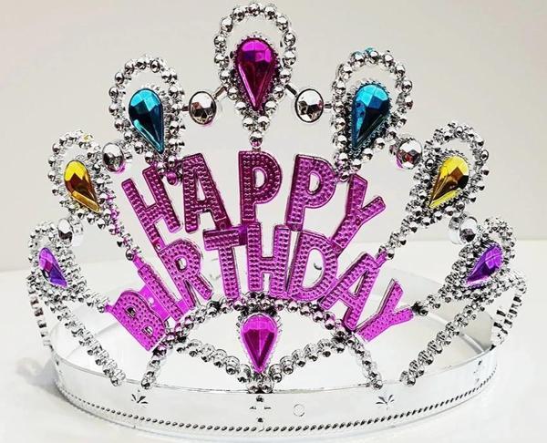 Gümüş Renk Happy Birthday Yazılı Doğum Günü Tacı 60 Cm - Image 1