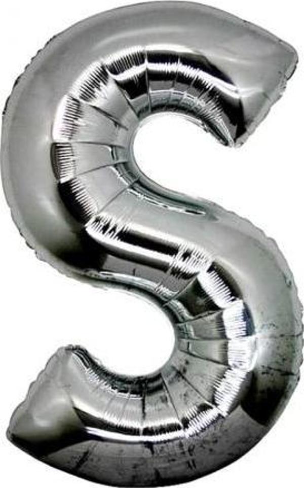 S Harf Folyo Balon Gümüş Renk  40 İnç - Image 1