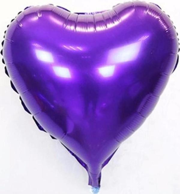 Kalp Balon Folyo Mor 45 Cm 18 İnç - Image 1