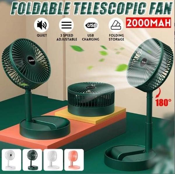 Katlanır Teleskopik Zemin Fanı Yaz Sessiz Öğrenci Masaüstü Fan Usb Şarj Edilebilir Taşınabilir Ev Mi - Image 1