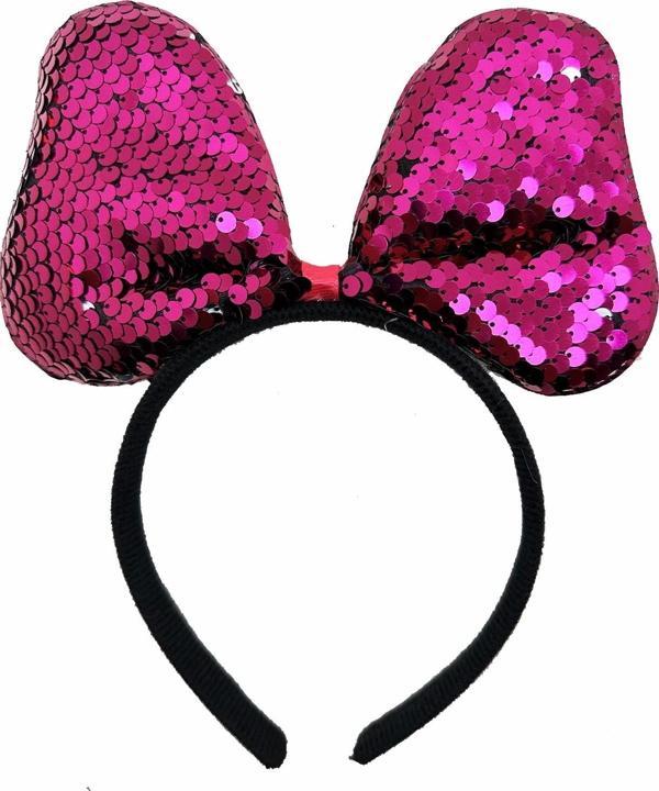 Renk Değiştiren Pullu Payetli Fiyonk Parti Tacı Fuşya Gümüş Renk 20x16 Cm - Image 1