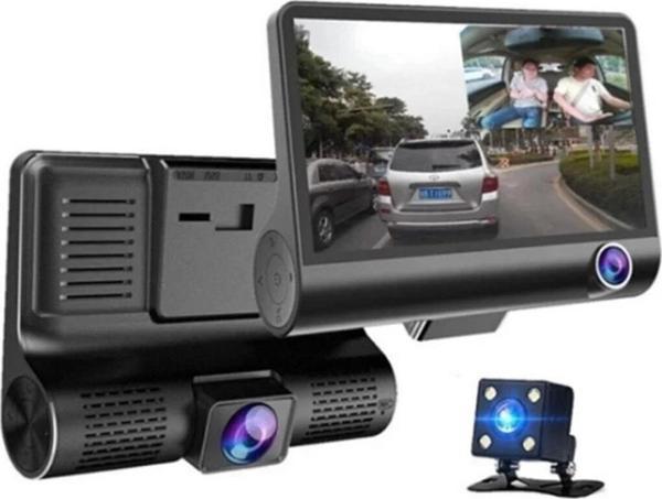 Araç Içi Kamera Gece Görüşlü 3 Kameralı 4 Inç 1080p Yol Kayıt Kamerası Geri Vites - Image 1