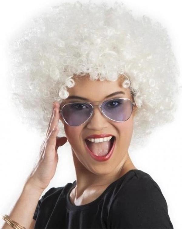 Beyaz Renk Kıvırcık Afro Bonus Peruk - Image 1