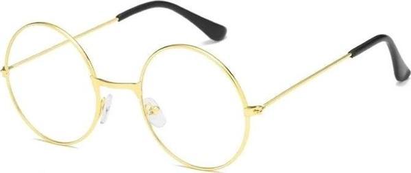 Yulak Cam John Lennon Tarzı Hippi İmaj Gold Çerçeveli Şeffaf Gözlük - Image 1