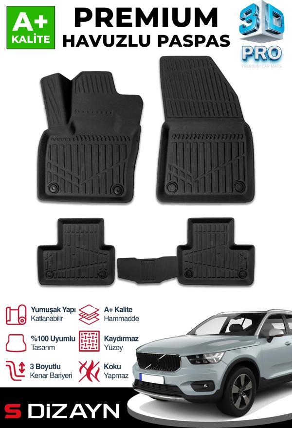 S-Dizayn Volvo XC40 3D Pro Havuzlu Paspas 2018 Üzeri A+ Kalite - Image 1