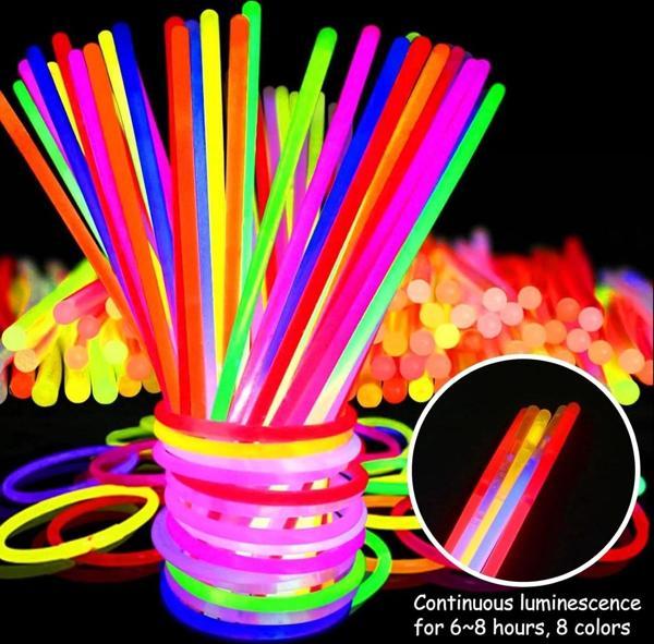 Karanlıkta Yanan Parlayan Fosforlu Glow Stick Çubuk Bileklik 50 Adet - Image 1