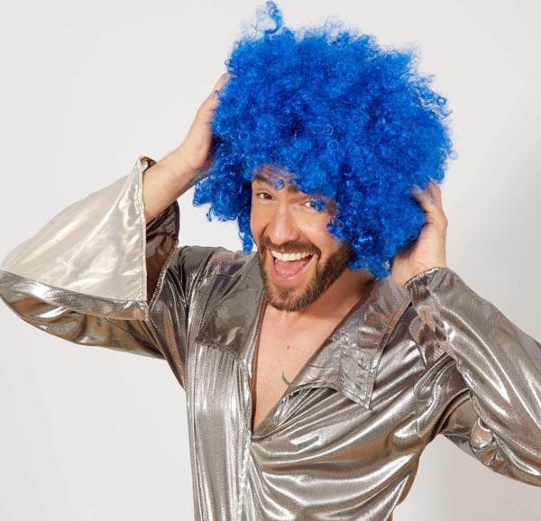 Mavi Renk Kıvırcık Afro Bonus Peruk - Image 1