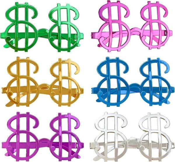 Dolar Şekilli Metalize Parti Gözlüğü 6 Adet - Image 1
