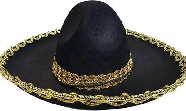 Altın Renk Şeritli Meksika Mariachi Latin Şapkası 55 Cm Çocuk - Image 1