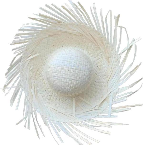Tropikal Parti Beyaz Hasır Hawaii Şapkası 13x36 Cm - Image 1