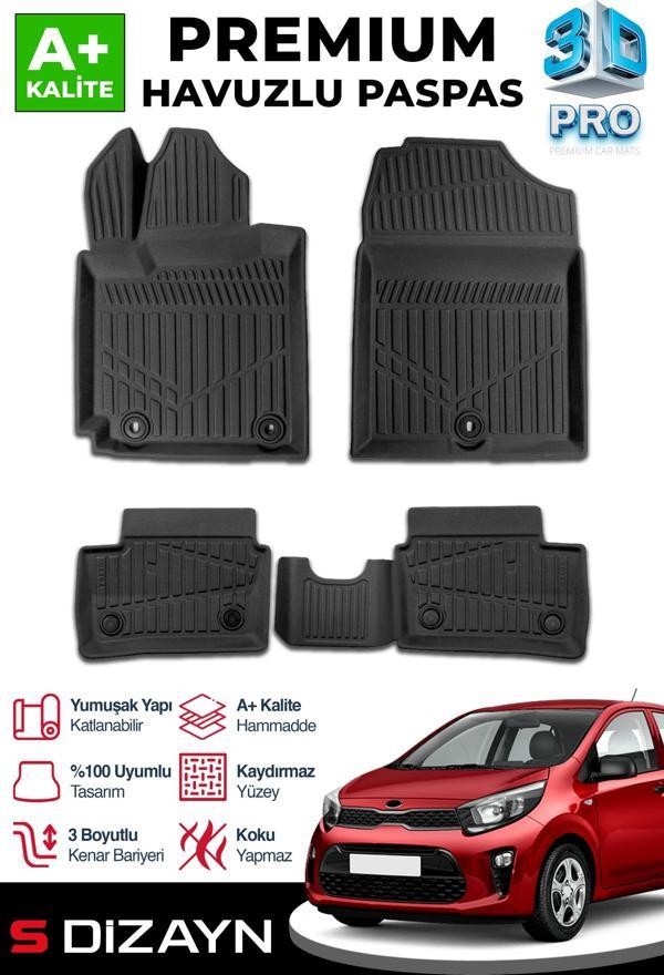 S-Dizayn Kia Picanto 3D Pro Havuzlu Paspas 2017 Üzeri A+ Kalite - Image 1