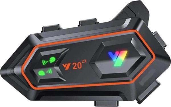 Y20 2x 1000m Telsiz Mesafeli 2 Kişi Bağlantılı Bluetooth Kask Kulaklık Fenerli İntercom - Image 1