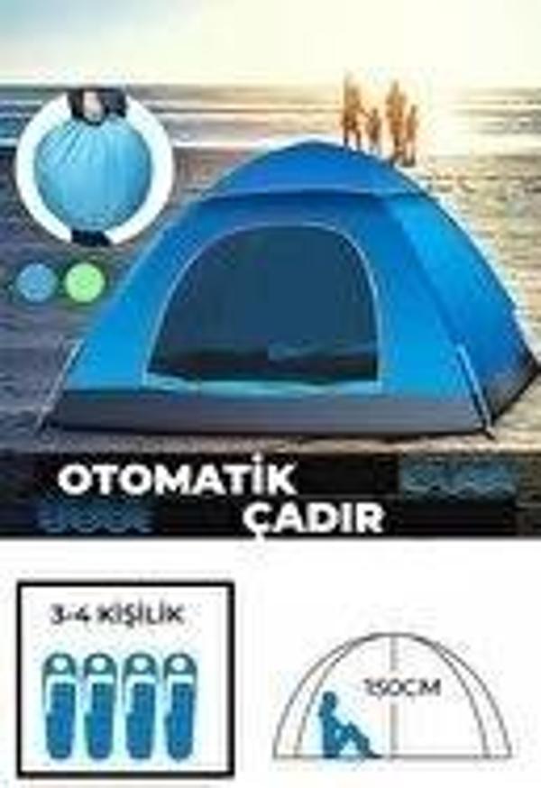 Otomatik Havada Açılan Su Geçirmez Çadır 4 Kişilik - Image 1