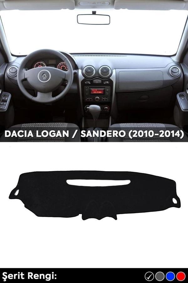 Dacıa Logan / Sandero (2010-2014) 3d Torpido Koruma Kılıfı - Ön Göğüs Kaplama - Siyah Şerit - Image 1