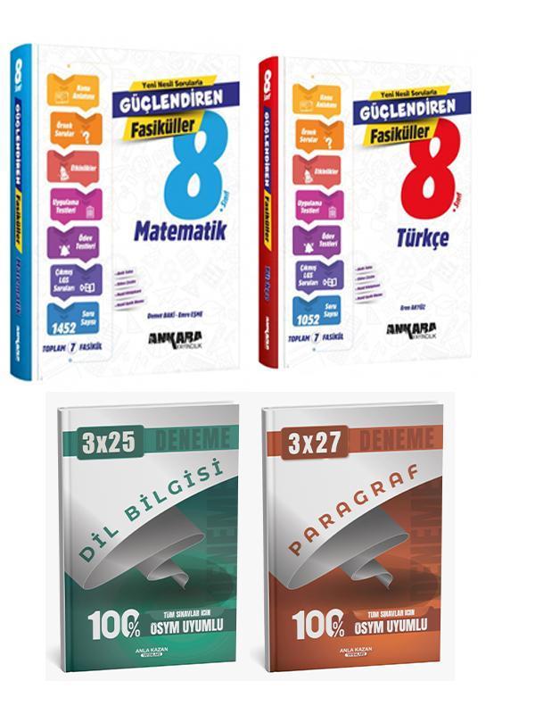 Ankara + Anla Kazan 2026 LGS Türkçe + Matematik Fasikülleri + Anla Kazan Deneme 4 lü Set - Anla Kazan Yayınları - Image 1