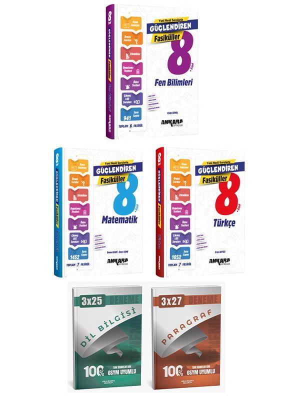 Ankara + Anla Kazan 2026 LGS Türkçe+Matematik+Fen Fasikülleri Anla Kazan Deneme 5li Set - Anla Kazan Yayınları - Image 1