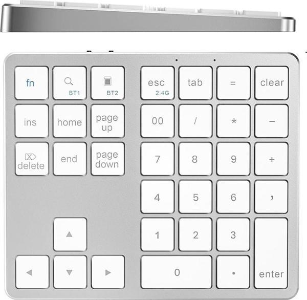PMR Gümüş Bluetooth 5.2 Kablosuz Sayısal Tuş Takımı – 35 Tuşlu Mini Keypad - Image 1