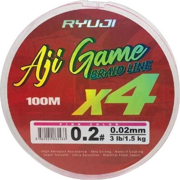 Ryuji Aji Game 4x 0,02 mm 100 Metre Pink İp Misina   - Image 1