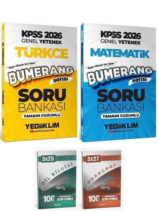 Yediiklim 2026 KPSS Türkçe + Matematik Bumerang Soru Bankası 2 li Set Anla Kazan Deneme - Anla Kazan Yayınları - Image 1