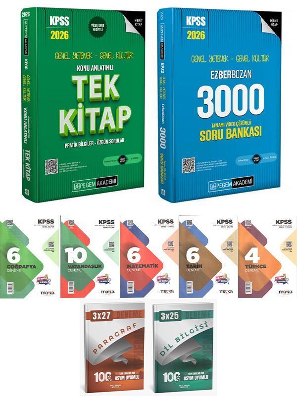 Pegem + Anla Kazan 2026 KPSS GYGK Tek Kitap Konu 3000 Soru Marka Deneme Anla Kazan Deneme 9 lu Set - Pegem Akademi Yayıncılık - Image 1
