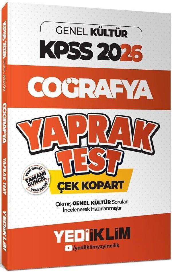 Yediiklim 2026 KPSS Coğrafya Yaprak Test - Yediiklim Yayınları - Image 1