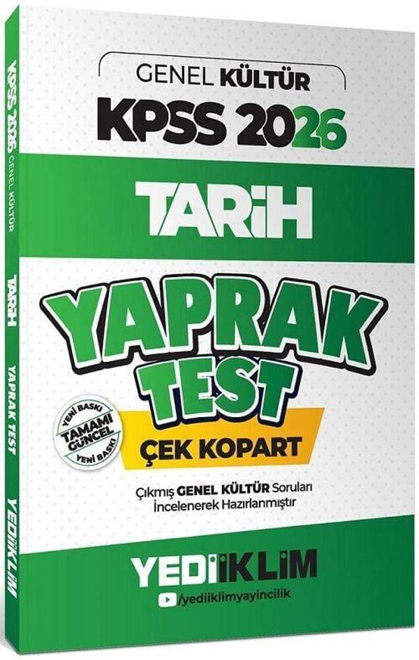 Yediiklim 2026 KPSS Tarih Yaprak Test - Yediiklim Yayınları - Image 1