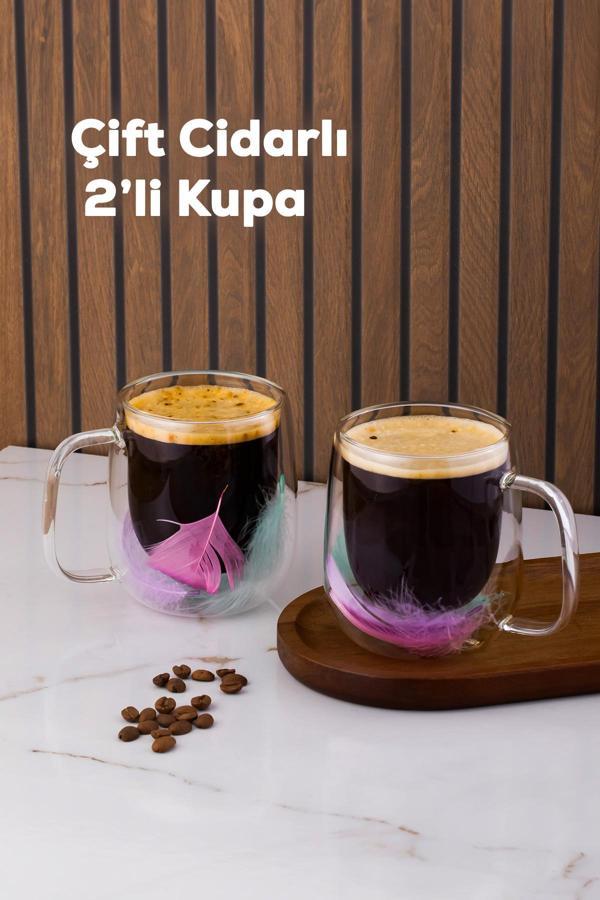 Perotti 16791 Double Feather Çift Cidarlı Kupa 2 Adet 250 ml - Image 1