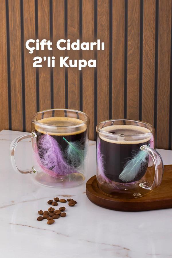 Perotti 16792 Double Feather Çift Cidarlı Kupa 2 Adet 300 ml - Image 1