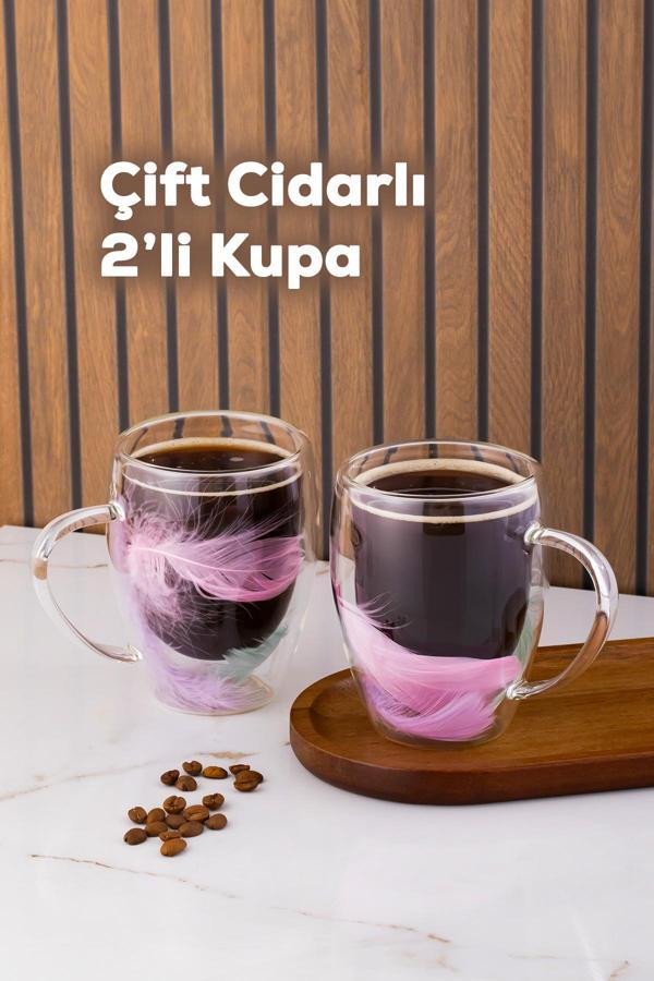 Perotti 16796 Double Feather Çift Cidarlı Kupa 2 Adet 350 ml - Image 1