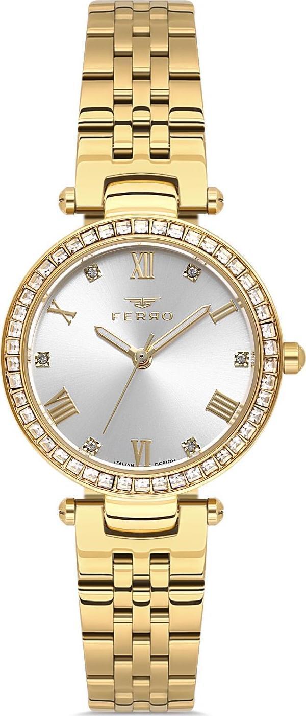 Ferro FL21593AWT-B Quartz Çelik Altın Rengi 30 mm Kadın Kol Saati - Image 1