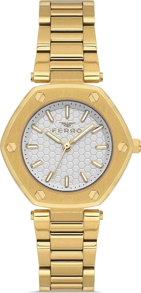 Ferro FL43006A-B Quartz Çelik Altın Rengi 32 mm Kadın Kol Saati - Image 1
