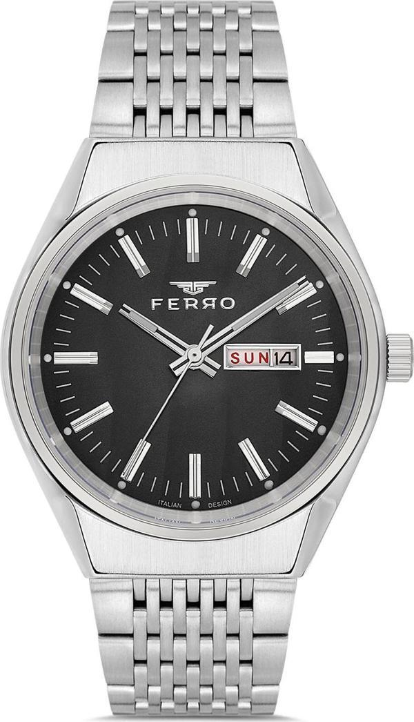 Ferro FM43012A-A2 Quartz Çelik Gri Siyah Kadran 40 mm Erkek Kol Saati - Image 1