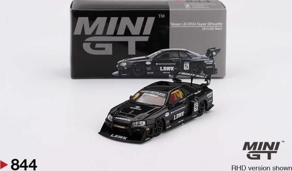 Mini GT 1:64 Nissan LB-ER34 Super Silhouette Skyline Black Model Araba MGT00844 - Image 1
