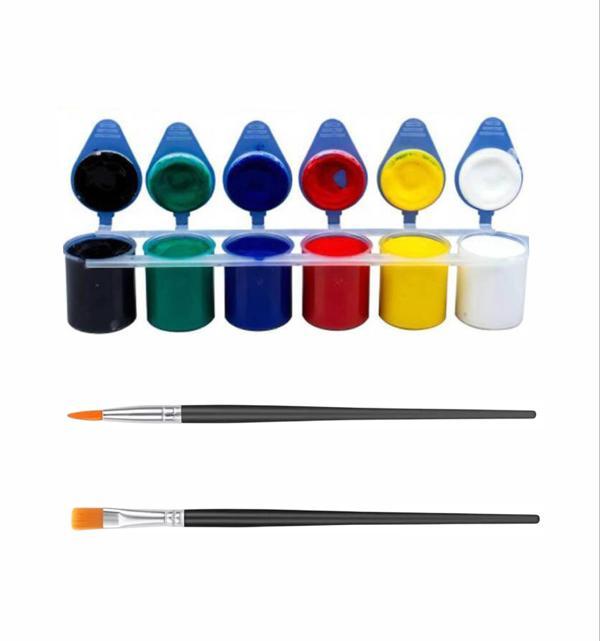 6'lı Akrilik Boya 6x25 Toplam 150 ML+ 2 Adet Fırça - Image 1