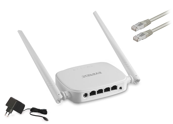 EVEREST EWR-301, 4Port, 300Mbps, 2.4Ghz Wifi, Masaüstü, Megabit, Repeater, Router, Access Point - Image 1
