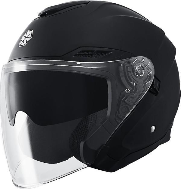 Motosiklet Yarım Açık Kask Güneş Vizörlü Motor Kask Mat Black - Image 1