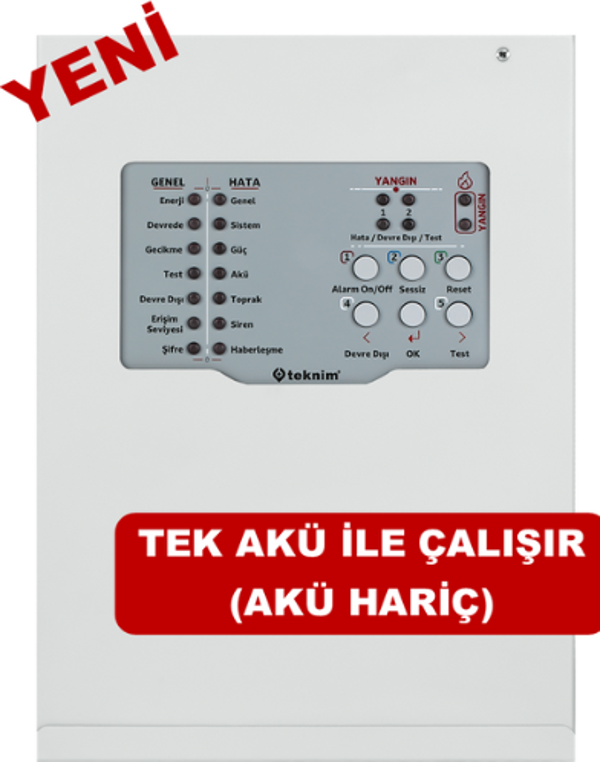 Teknim TFP-3122 2 Bölgeli Konvansiyonel Yangın Alarm Paneli. Tek Akü ile Çalışır (Akü Hariç) EN54-2/4 Sertifikalı - Image 1