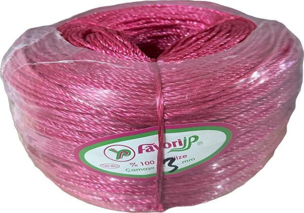Favori İp Halat FH03 PP Naylon Burgulu Örgü Çamaşır İpi - Pembe - 100 Metre - 1 Adet - Image 1