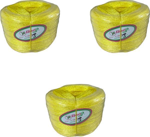 Favori İp Halat FH03 PP Naylon Burgulu Örgü Çamaşır İpi - Sarı - 100 Metre - 3 Adet - Image 1