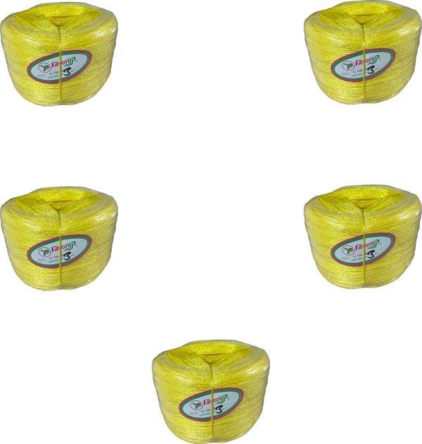 Favori İp Halat FH03 PP Naylon Burgulu Örgü Çamaşır İpi - Sarı - 100 Metre - 5 Adet - Image 1
