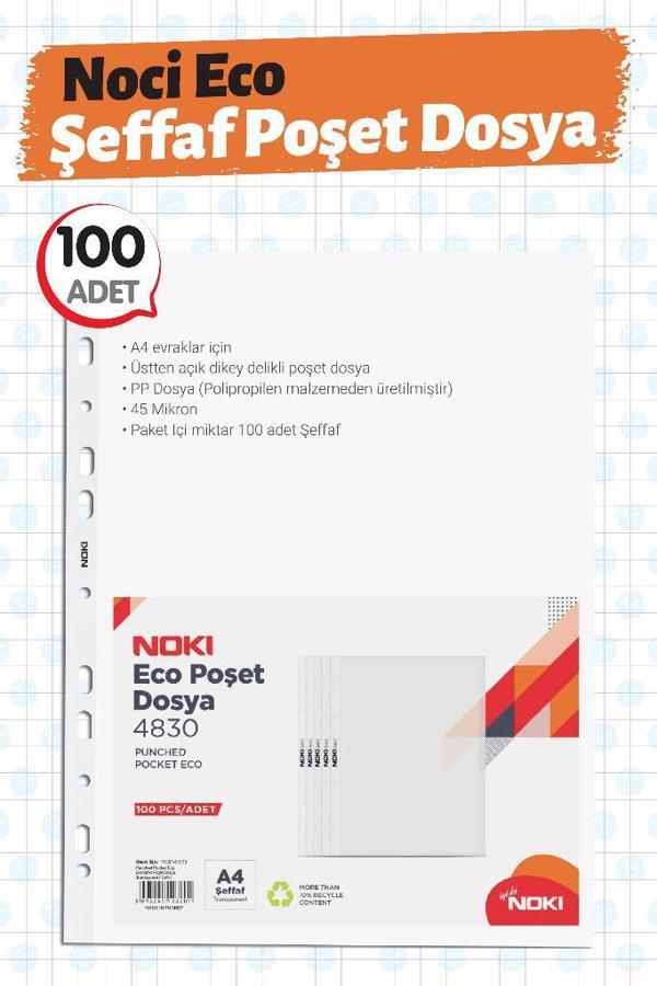 Noki Eco Şeffaf Poşet Dosya 100 Adet-T1450 - Image 1