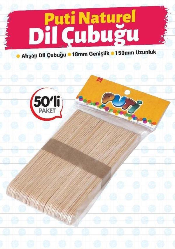 Puti Naturel Dil Çubuğu 50 li Paket - Image 1