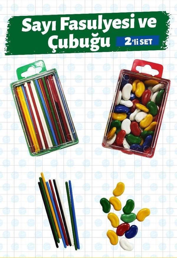 Sert Plastik Lüx Fasulye Ve Çubuk Seti Sayı Sayma Seti - Image 1