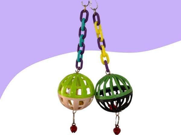 2Li Renkli Çıngıraklı Kuş Top Oyuncak 7Cm - Image 1