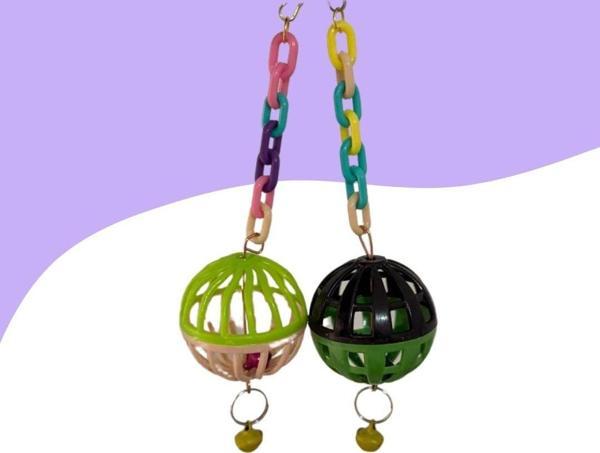 Renkli Çıngıraklı Kuş Top Oyuncak 7Cm 2'Li - Image 1