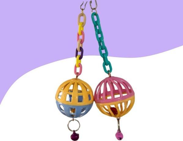Soft Renkli Çıngıraklı Kuş Top Oyuncak 7Cm 2'Li - Image 1